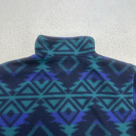 Vintage EVR Sweater Womens Large L Green Blue Fleece Geometric Southwestern - Picture 11 of 12